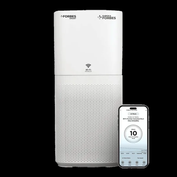 EUREKA FORBES Smart 500 Air Purifier with Surround 360 Degree Air Intake Technology (4-Stage Advanced Air Filtration, White)