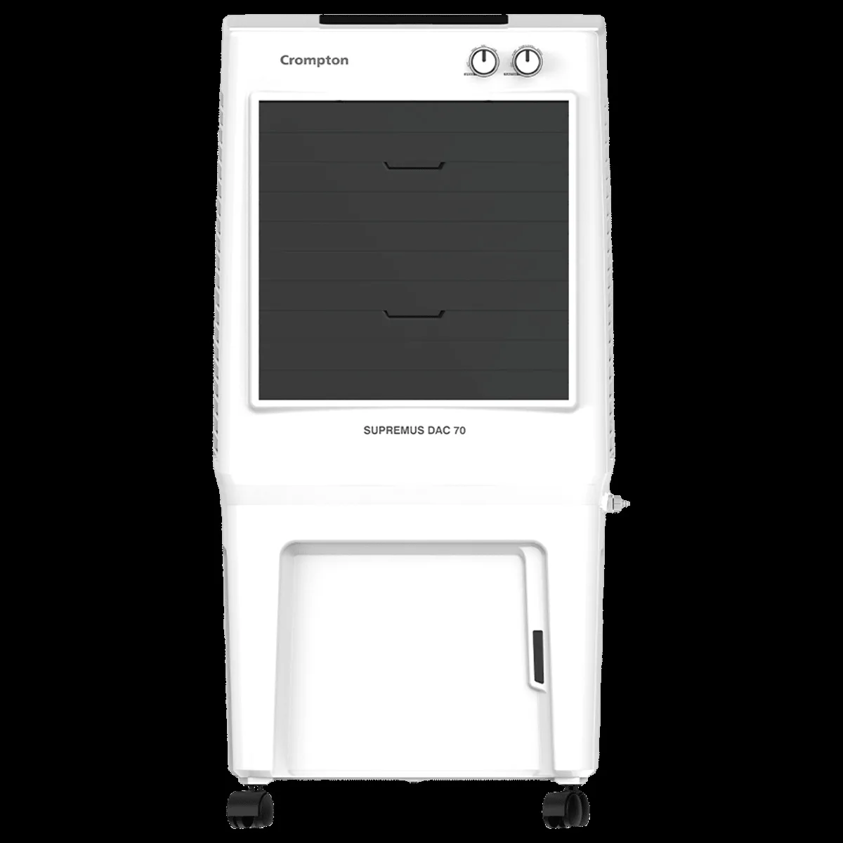 Crompton Supremus 70 Litres Desert Air Cooler with Double Ball Bearing (4 Way Air Deflection, White & Black)
