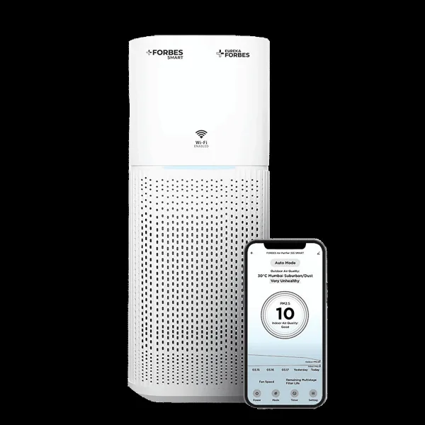 EUREKA FORBES Smart 355 Air Purifier with Surround 360 Degree Air Intake Technology (4-Stage Advanced Air Filtration, White)