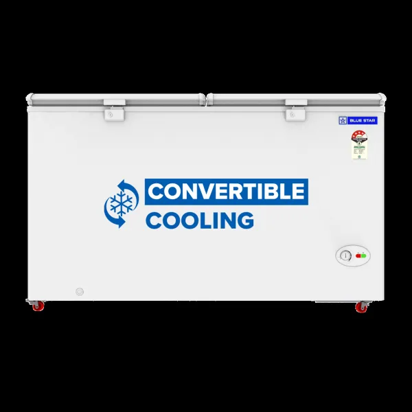 Blue Star N Series 400 Litres 4 Star Manual Defrost Double Door Convertible Deep Freezer with Quadracool Technology (HT4-N450, White)