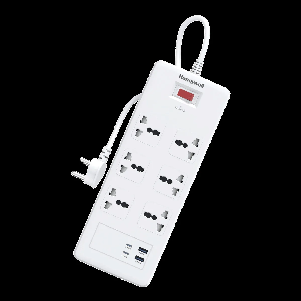 Honeywell 36000 Amps 6 Sockets Surge Protector (1.8 Meters, Automatic Overload Protection, HC000050, White)