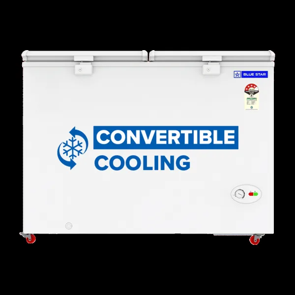Blue Star N Series 300 Litres 4 Star Manual Defrost Double Door Convertible Deep Freezer with Quadracool Technology (HT4-N350, White)