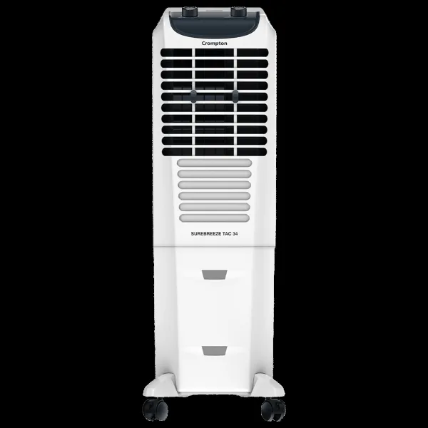 Crompton Surebreeze 34 Litres Tower Air Cooler with Overload Protection (4 Way Air Deflection, White & Black)
