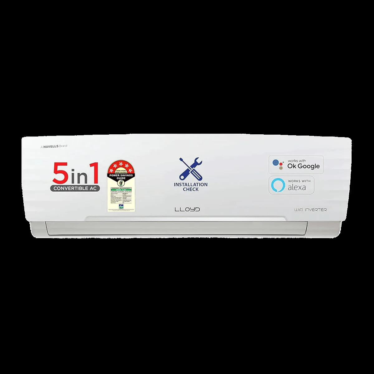 LLOYD 5 in 1 Convertible 1.5 Ton 5 Star Inverter Split Smart AC with Wi-Fi Enabled (2025 Model, Copper Condenser, GLS18V5KWGGR)