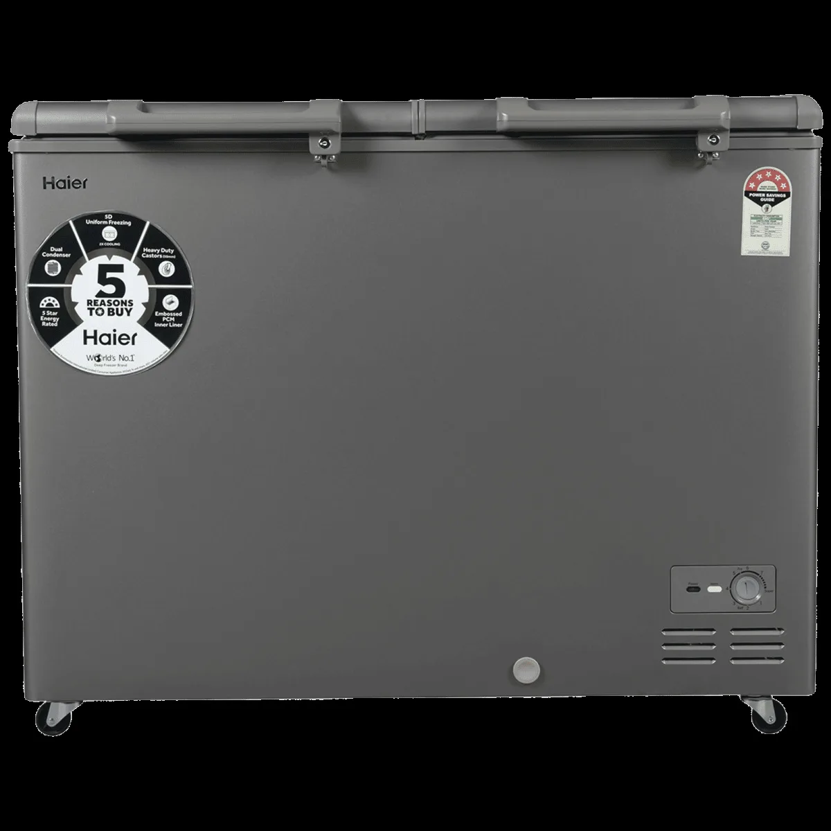 Haier Titanium 345 Litres 5 Star Double Door Deep Freezer with Stabilizer Free Operation (HFC-345DME5, Grey)