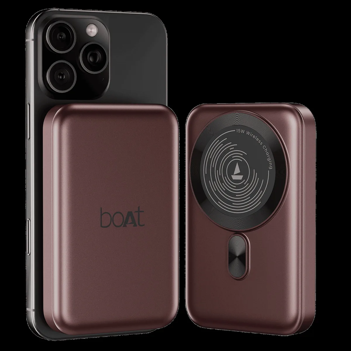 boAt Energyshroom PB331 10000 mAh 22.5W Fast Charging Power Bank (1 Type A & 1 Type C Port, Magnetic Wireless Charging, Wine Red)