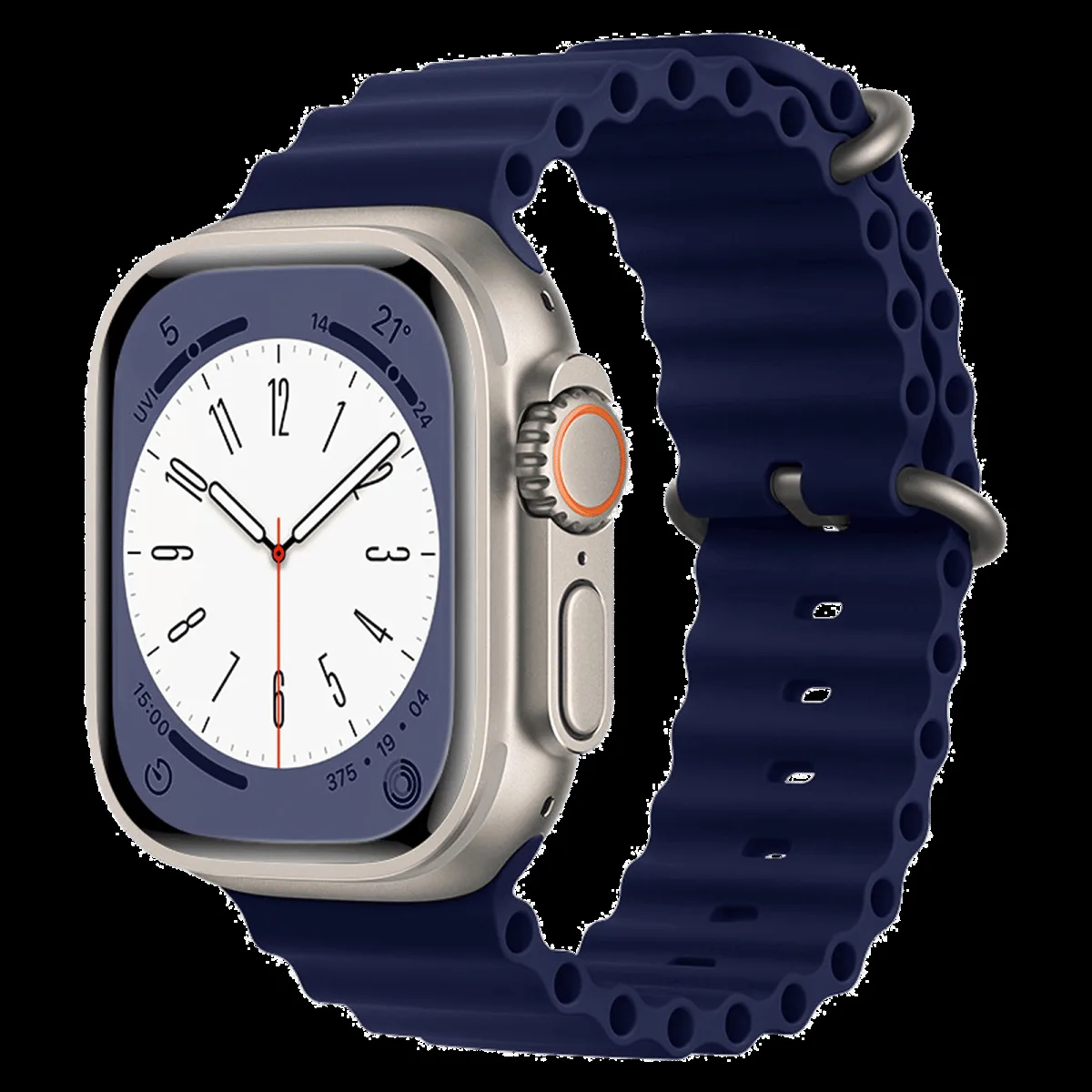 Muvtech Active Silicone Strap For Apple iWatch (42mm / 44mm / 45mm / 49mm) (High Quality Metal Buckle, Blue)