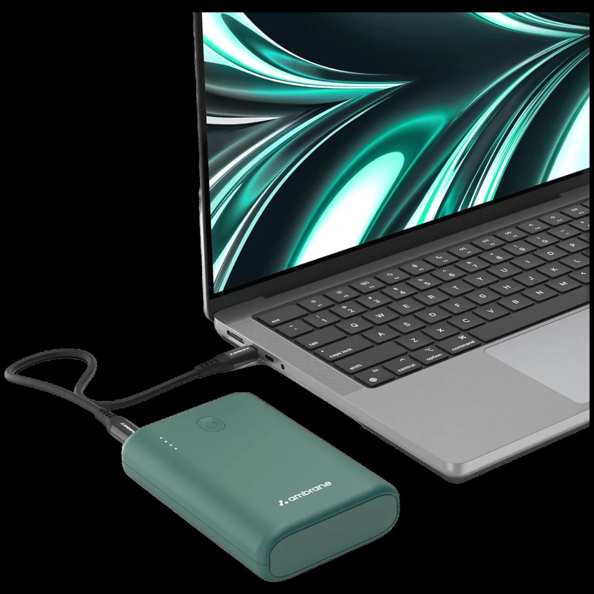 ambrane PowerLit 45 15000 mAh 45W Fast Charging Power Bank (1 Type A & 2 Type C Ports, Advanced Chipset Protection, Green)