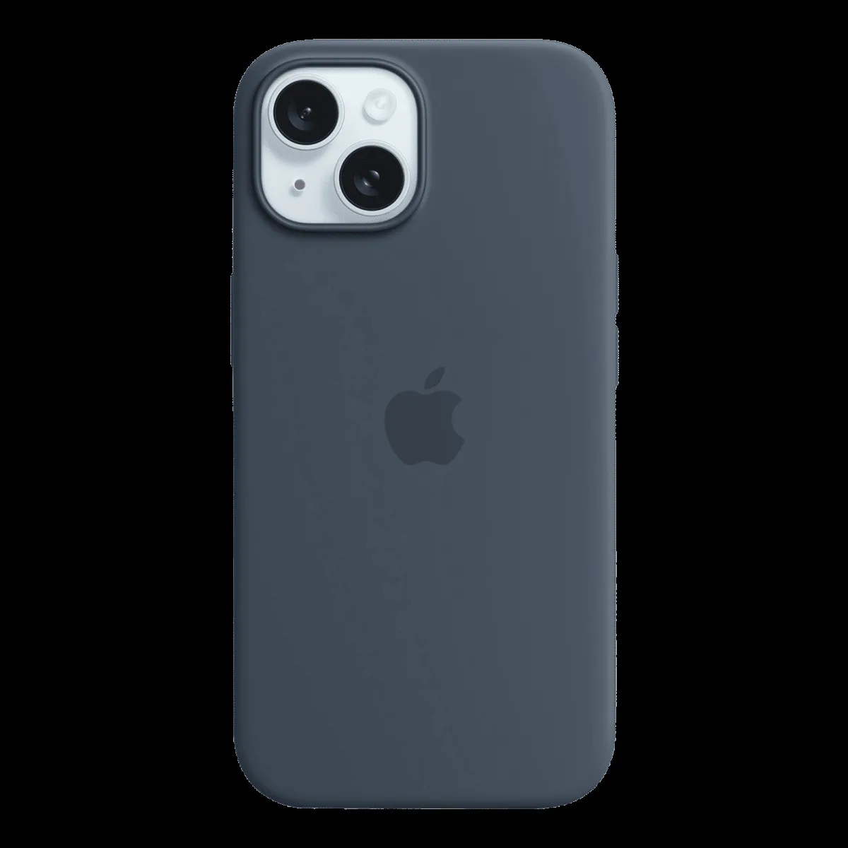 Apple Soft Silicone Back Cover for Apple iPhone 15 (MagSafe Charging Support, Storm Blue)