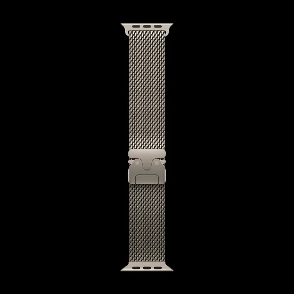 Apple Titanium Milanese Loop for Apple Watch (44mm / 45mm / 46mm / 49mm, Medium) (Secure Parachute Style Buckle, Natural)