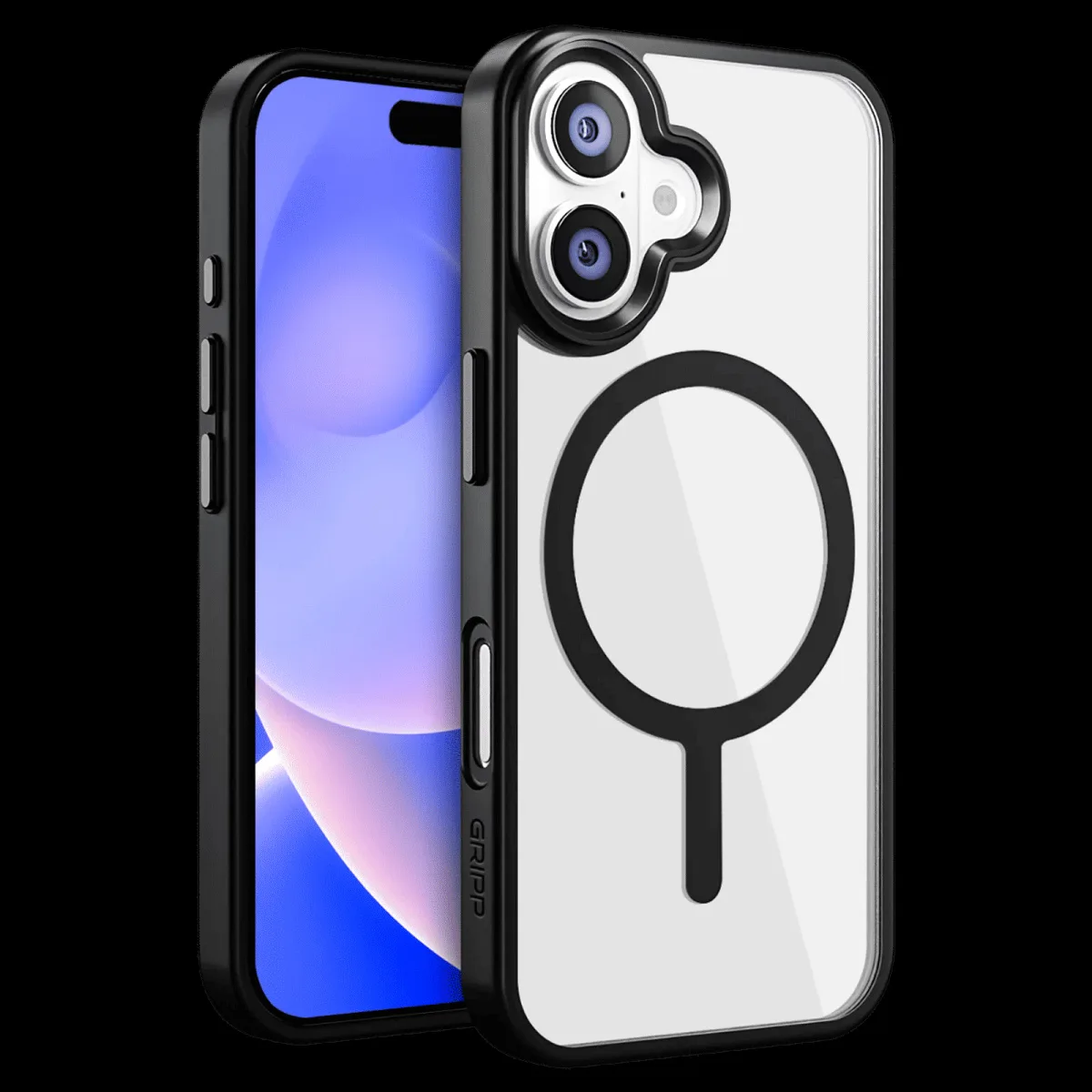 GRIPP Clarion Hard & Soft TPU & Polycarbonate Back Cover for Apple iPhone 16 (MagSafe Compatibility, Black)