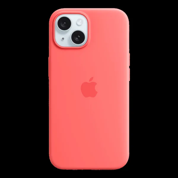 Apple Soft Silicone Back Cover for Apple iPhone 15 (MagSafe Charging Support, Guava)