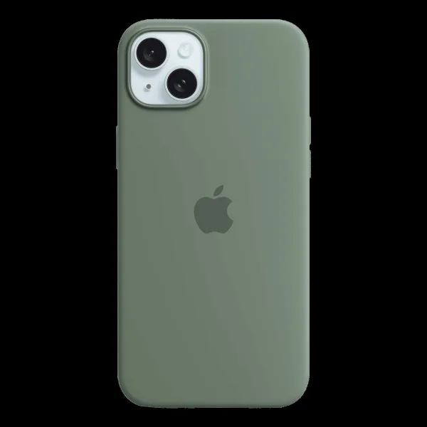 Apple Soft Silicone Back Cover for Apple iPhone 15 Plus (MagSafe Charging Support, Cypress)
