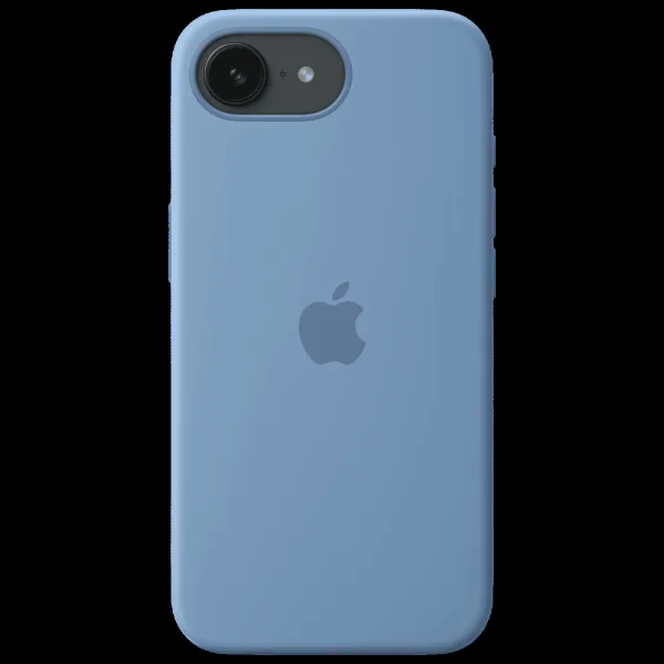 Apple MD3Q4ZM/A Soft Silicon Back Cover for iPhone 16e (Soft Microfiber Lining, Winter Blue)