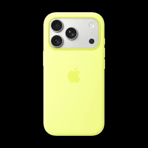 Apple Soft Silicone Back Cover for Apple iPhone 17 Pro (MagSafe Compatible, Neon Yellow)