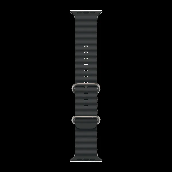 Apple Titanium & Fluoroelastomer Ocean Band for Apple Watch (44mm / 45mm / 46mm / 49mm) (Black Titanium Finish Buckle, Black)