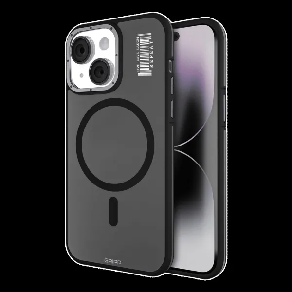 GRIPP Rubon Silicon Back Cover for Apple iPhone 15 (MagSafe Compatible, Black)