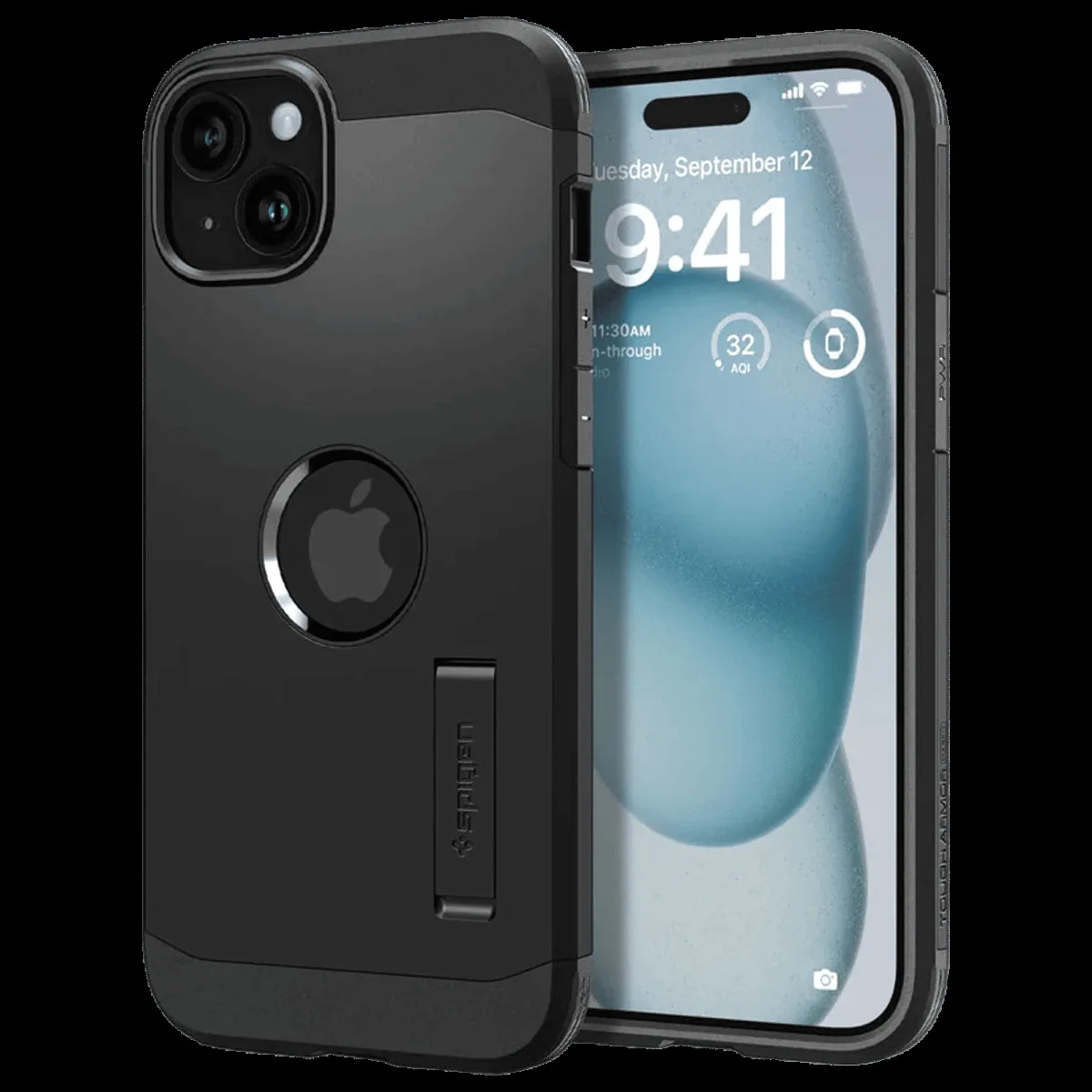 spigen Tough Armor MagFit TPU and PC Back Cover for iPhone 15 (Military Grade, Black)