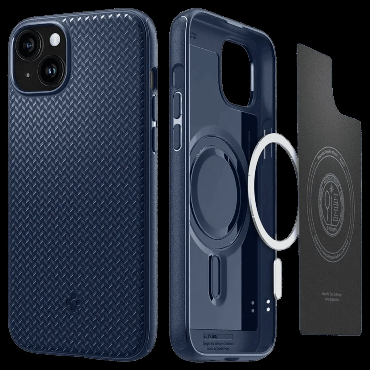 spigen Mag Armor MagFit TPU Back Cover for iPhone 15 (Air Cushion Technology, Navy Blue)