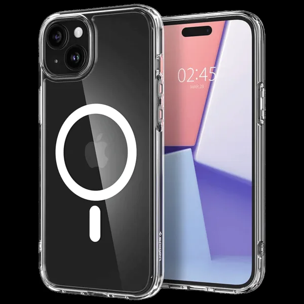 spigen Ultra Hybrid TPU & Polycarbonate Back Cover for Apple iPhone 15 (Supports Wireless Charging, White)