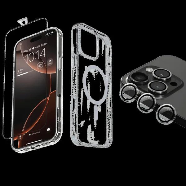 Dr. Vaku Tempered Glass, TPU Back Cover & Camera Lens Protector Combo for Apple iPhone 16 Pro Max (Supports Wireless Charging, Transparent)