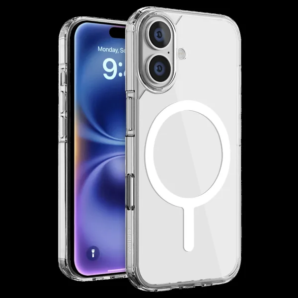 GRIPP Duce Tempered Glass & Polycarbonate, Silicone Back Cover Combo for Apple iPhone 16 (MagSafe Charging Support, Transparent)
