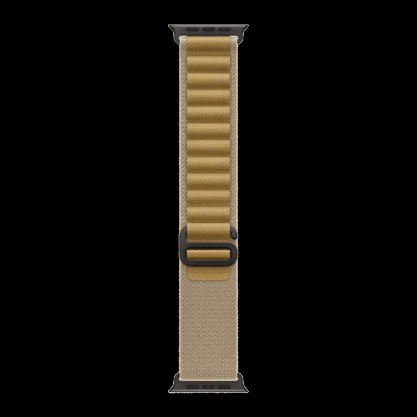 Apple Polyester, Spandex & Black Titanium Alpine Loop for Apple Watch (44mm / 45mm / 46mm / 49mm, Medium) (Corrosion Resistant, Tan)