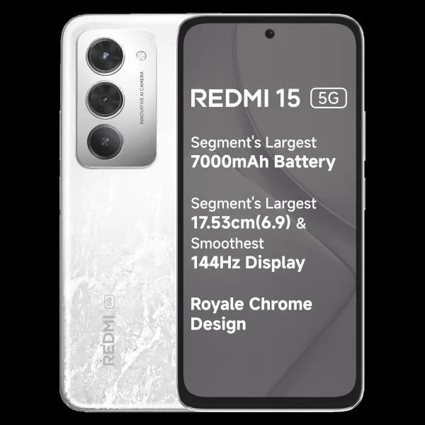 Redmi 15 5G (8GB RAM, 256GB, Frosted White)
