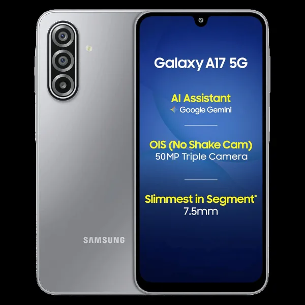 SAMSUNG Galaxy A17 5G (6GB RAM, 128GB, Gray)|With Travel Adapter