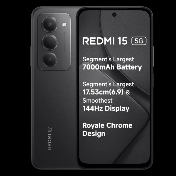 Redmi 15 5G (8GB RAM, 128GB, Midnight Black)