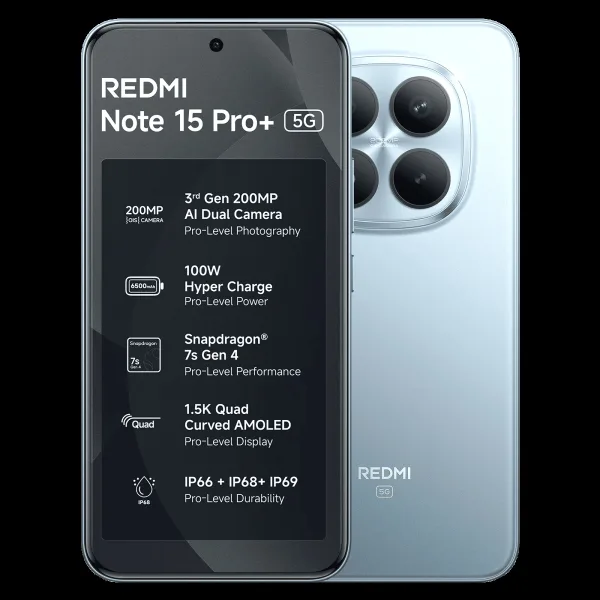 Redmi Note 15 Pro Plus 5G (8GB RAM, 256GB, Mirage Blue)
