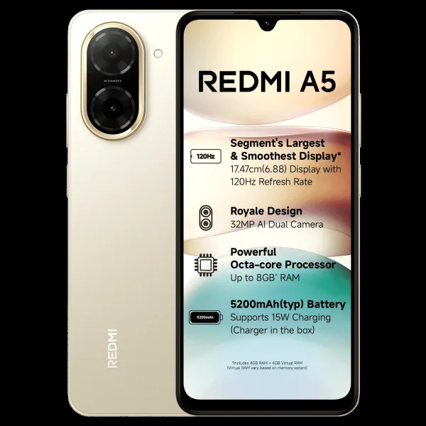 Redmi A5 (4GB RAM, 128GB, Jaisalmer Gold)