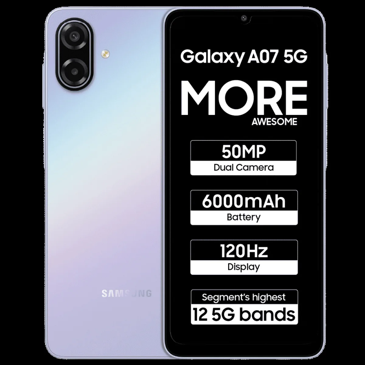SAMSUNG Galaxy A07 5G (4GB RAM, 128GB, Light Violet)