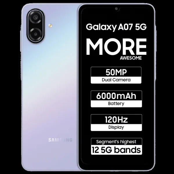 SAMSUNG Galaxy A07 5G (4GB RAM, 128GB, Light Violet)