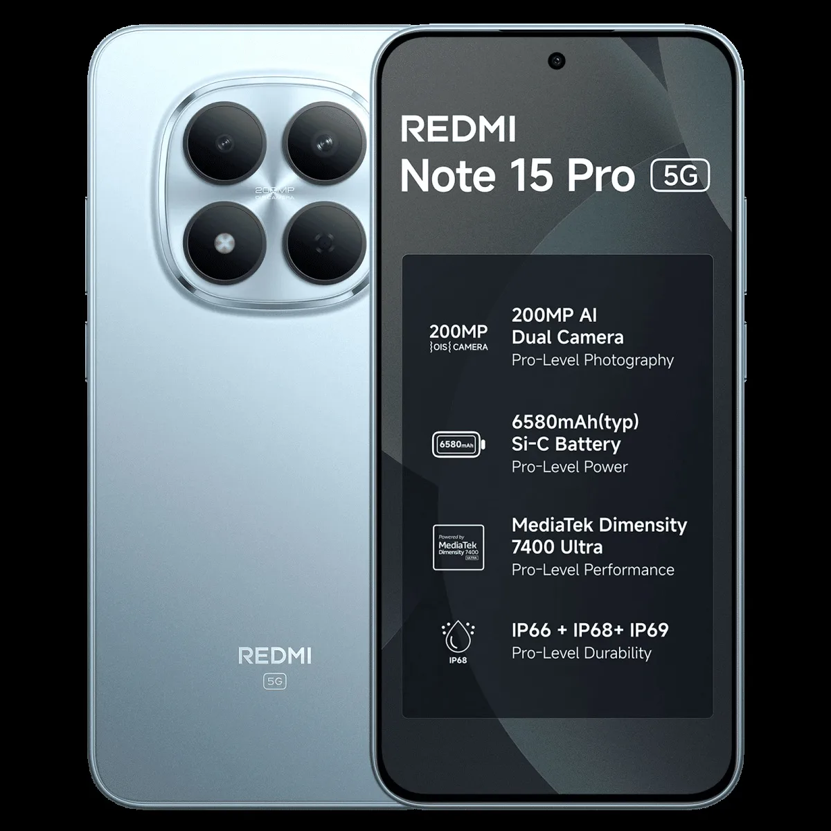Redmi Note 15 Pro 5G (8GB RAM, 128GB, Mirage Blue)