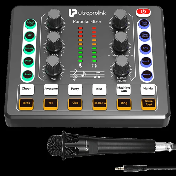 ultraprolink Wireless Karaoke Mixer with Condenser Mic (Black)
