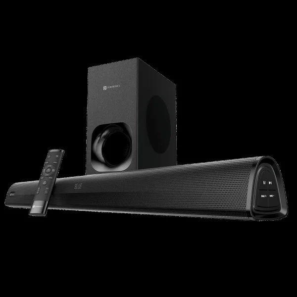 PORTRONICS Pure Sound 105 200W Bluetooth Soundbar with Remote (Spacious HD Audio, 2.1 Channel, Black)