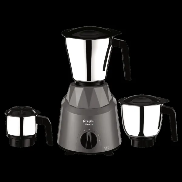 Preethi Maestro 750 Watt 3 Jars Mixer Grinder (18000 RPM, Stainless Steel Jars, Grey)
