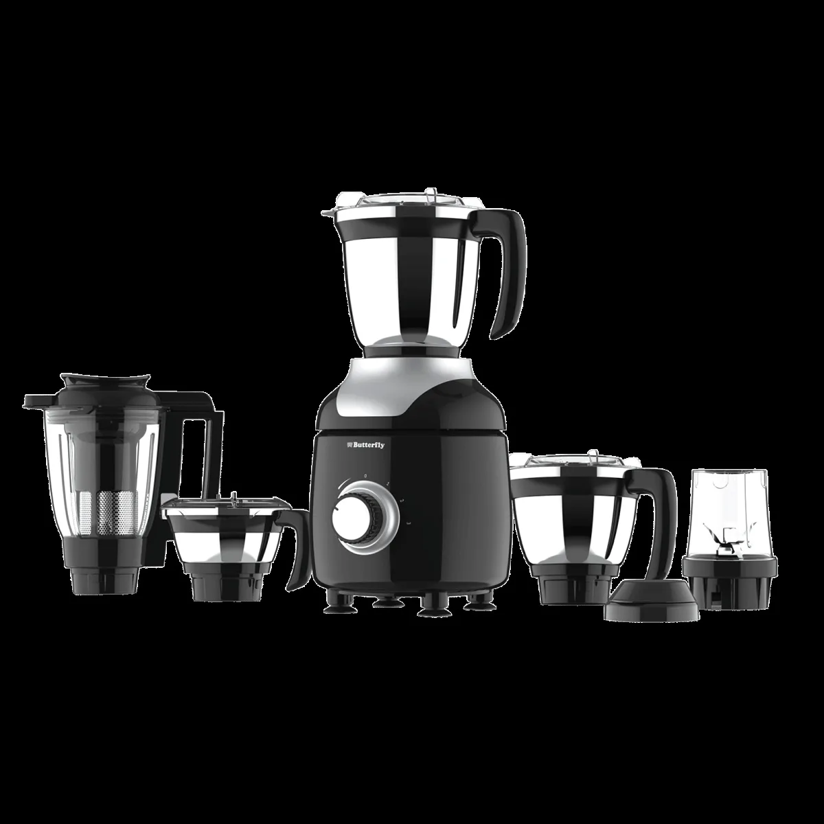 Butterfly ZieraChrome 750 Watt 5 Jars Juicer Mixer Grinder (21000 RPM, Black)