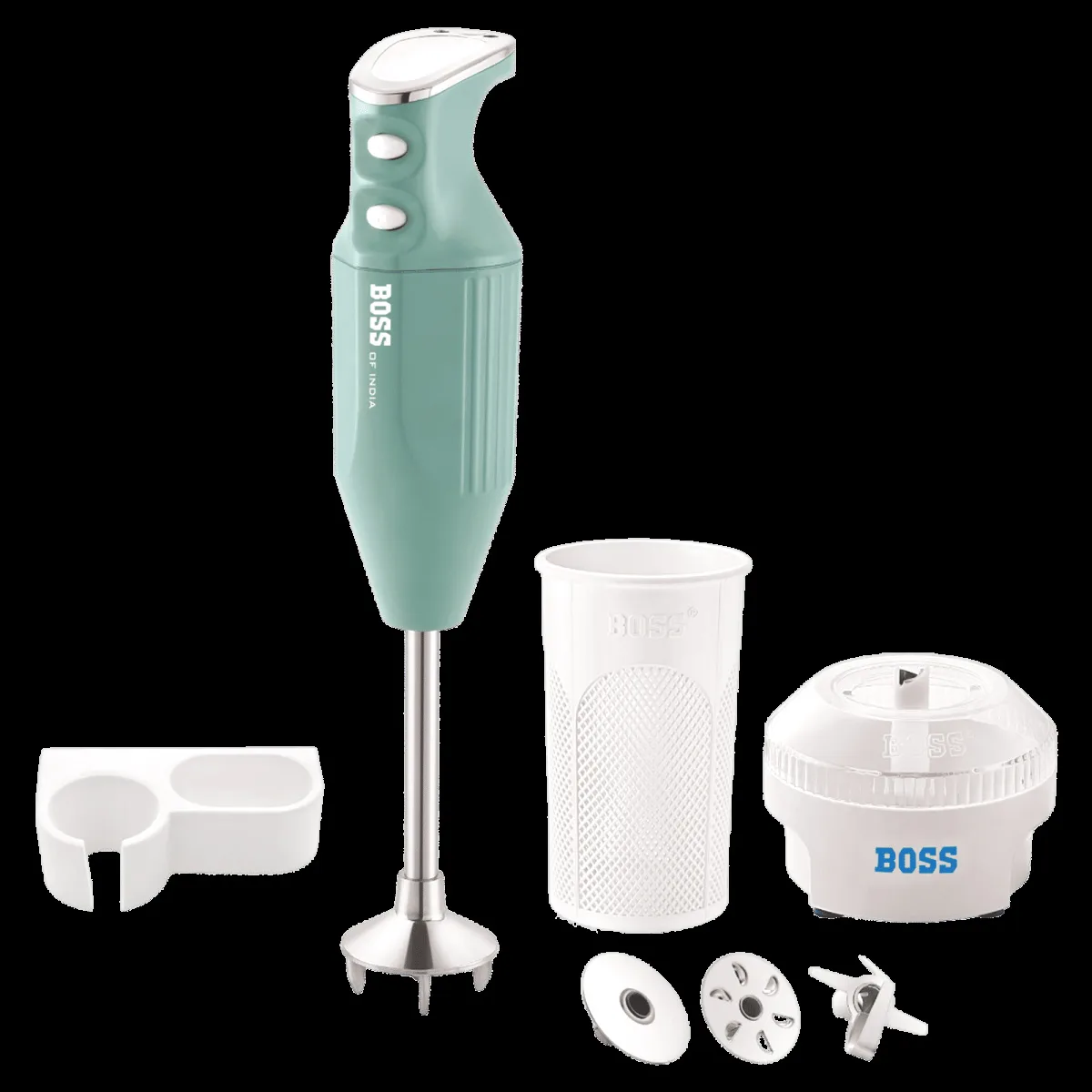 BOSS B146 275 Watt 2 Speed Hand Blender with 4 Attachments (Variable Speed Setting, Light Blue)