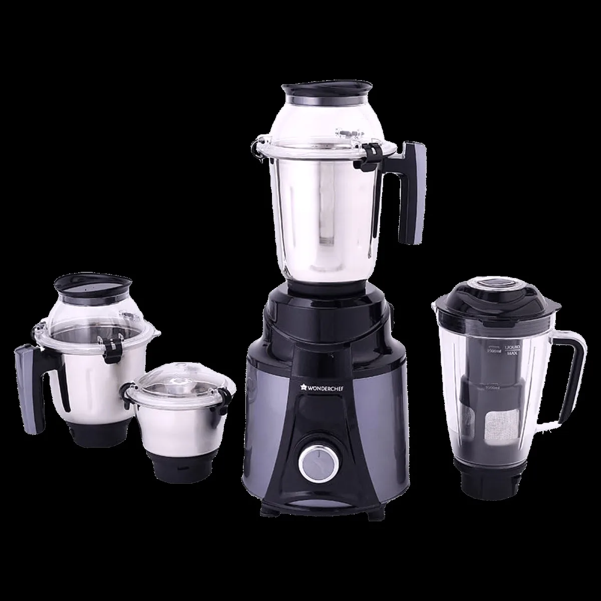 WONDERCHEF Galaxy 750 Watt 4 Jars Mixer Grinder (Powerful Copper Motor, Black and Grey)