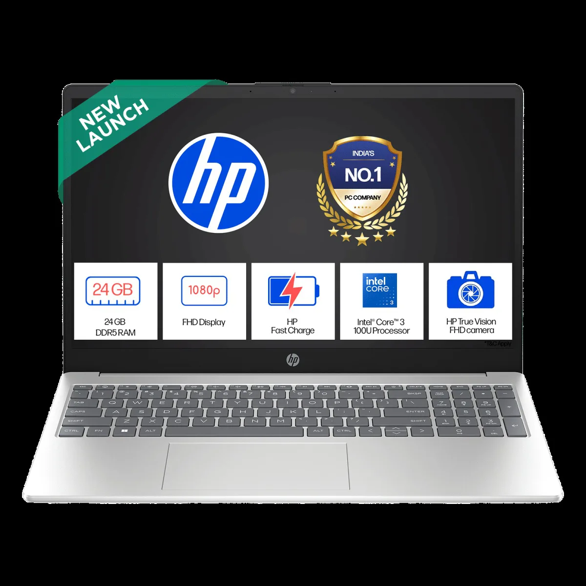 HP 15-fd0886TU Intel Core 3 100U Laptop (24GB RAM, 512GB SSD ROM, Windows 11 Home, 15.6 inch Full HD Display, Natural Silver, 1.59 KG)