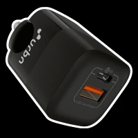 urbn 33W Type A & Type C 2-Port Fast Charger (Adapter Only, Short Circuit Control, Black)