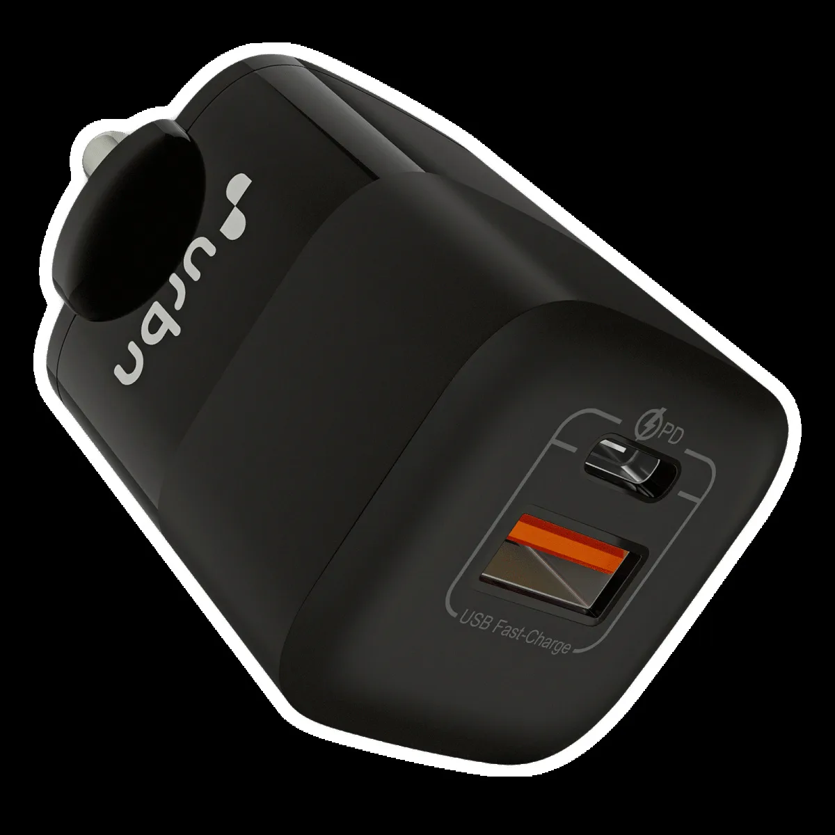 urbn 33W Type A & Type C 2-Port Fast Charger (Adapter Only, Short Circuit Control, Black)