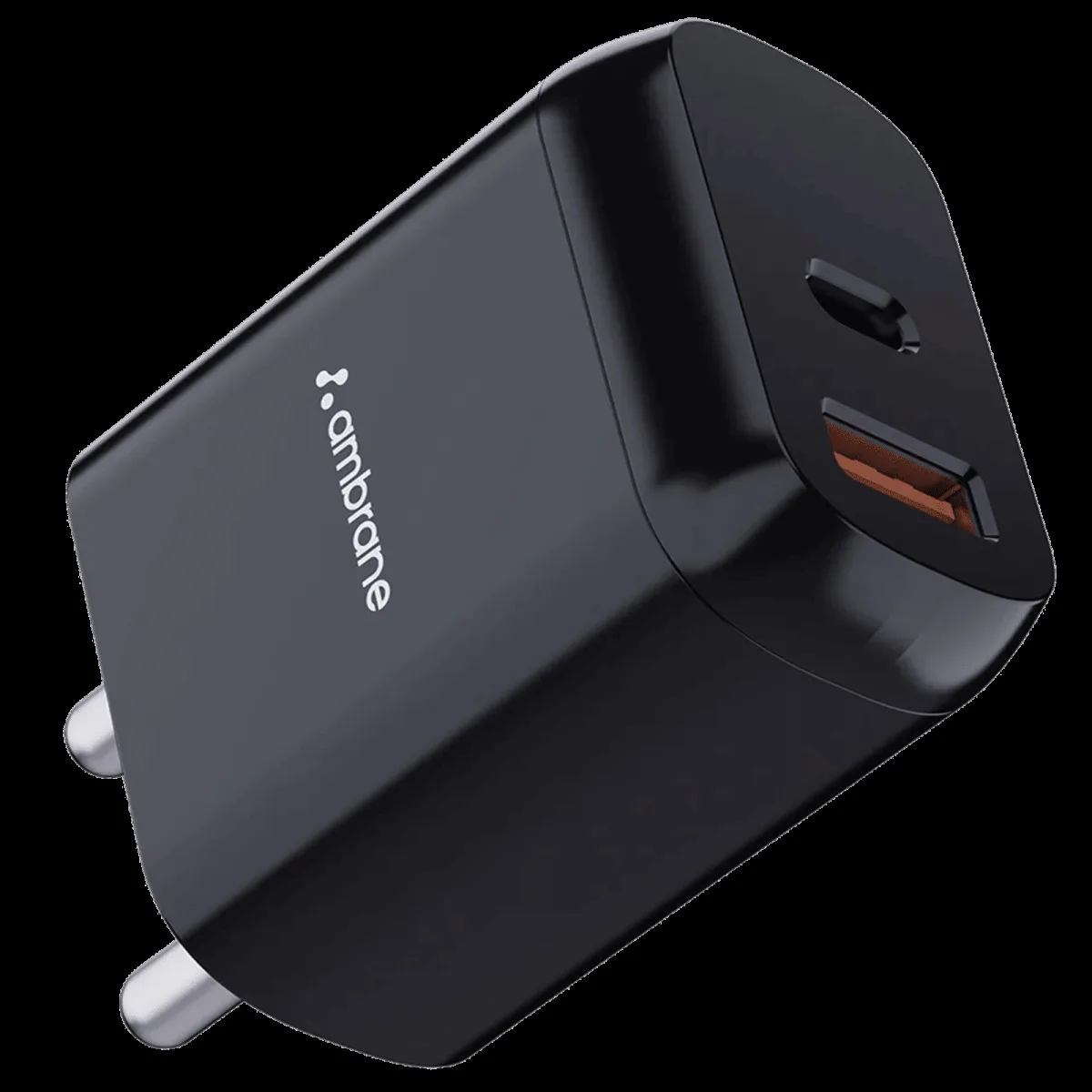 Ambrane RAAP H11 20W Type C & Type A 2-Port Fast Charger (Adapter Only, Fireproof, Black)