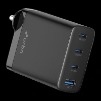 urbn UWA100 100W Type A & Type C 4-Port Fast Charger (Adapter Only, GaN Pro Technology, Black)