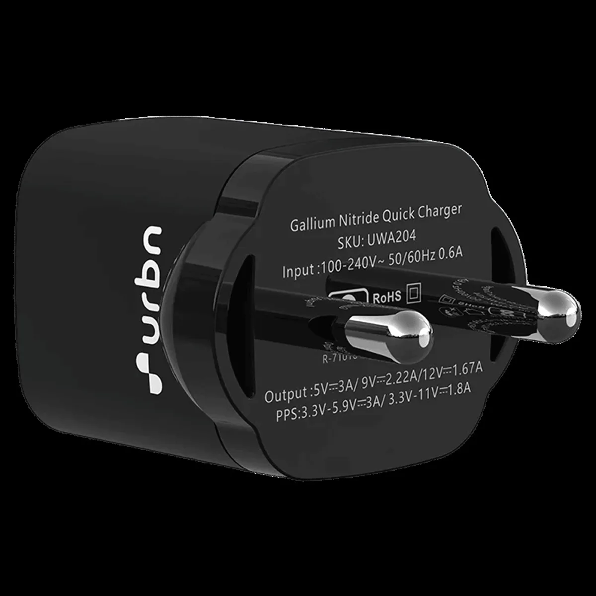 urbn GaN Pro 20W Type C Fast Charger (Adapter Only, GaN Technology, Black)