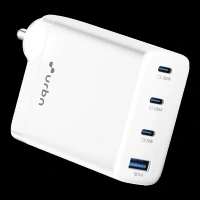 urbn UWA100 100W Type A & Type C 4-Port Fast Charger (Adapter Only, GaN Pro Technology, White)