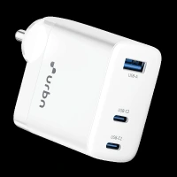 urbn UWA670 67W Type A & Type C 3-Port Fast Charger (Adapter Only, GaN Pro Technology, White)