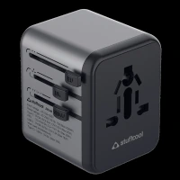 stuffcool Jetset 20W Type A & Type C 2-Port World Travel Adapter (Adapter Only, Quick Charge 3.0, Grey)